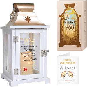 10th Wedding Anniversary Lantern, Best 10th Anniversary Wedding Gifts for Couple Wife Parents Husband Tin 10 Years of Marriage Gifts for Couple, Woemen, Wife, Her