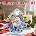 Christmas Ornament, Christmas Decoration, Stained Glass Ornament, Heirloom Keepsakes, Holiday Ornaments, Holiday Presents, Unique Xmas Gifts, Gift Exchange Ornaments, Gift Idea - Unicorn (Unicorn Turning Back)