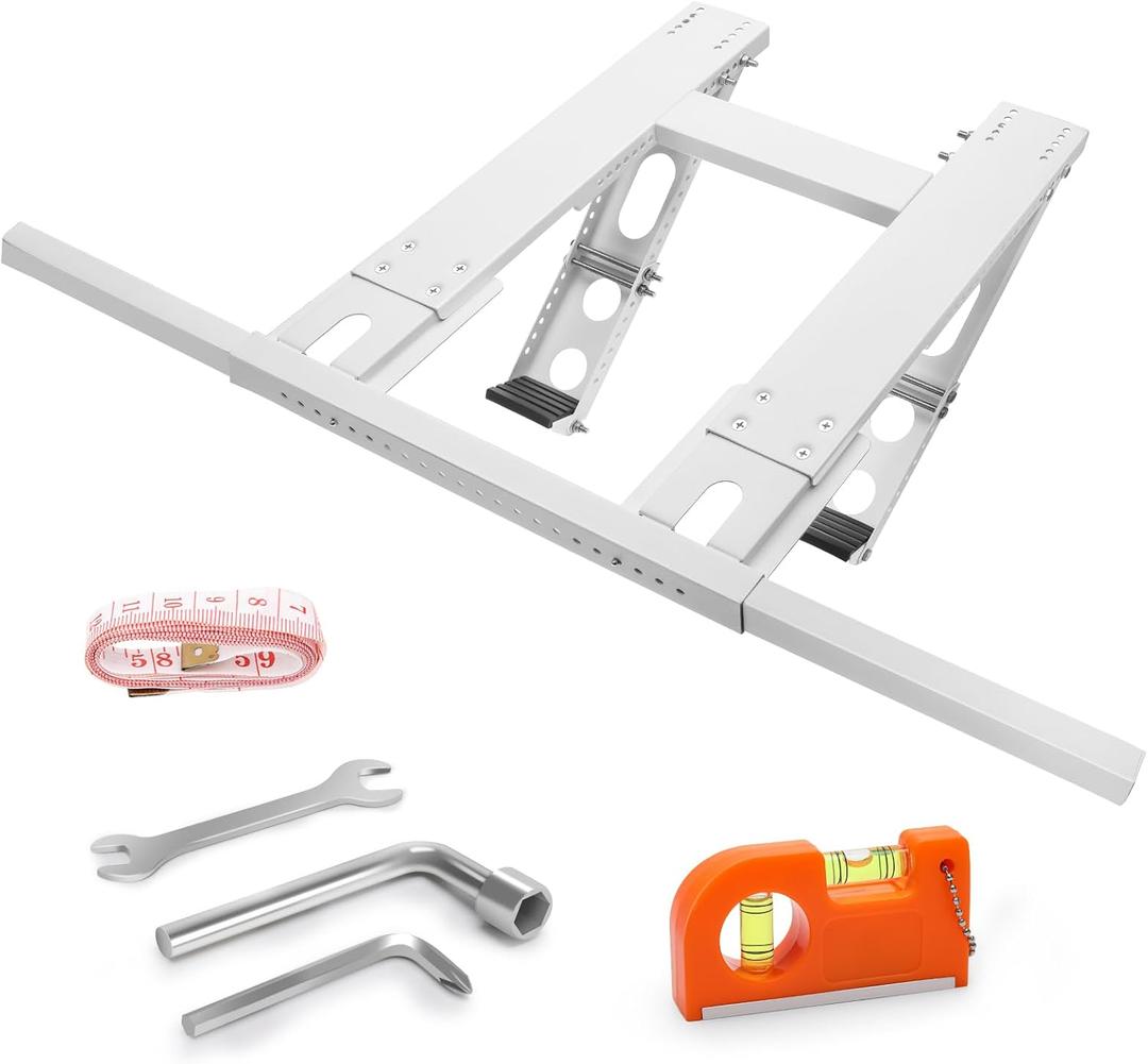 No Drill Window Air Conditioner Support Bracket, Luxiv Double Pole Window AC Bracket Supports Heavy-Duty Adjustable AC Bracket Fit Single and Double-Hung Window, 5000-24000 BTU AC (Regular)