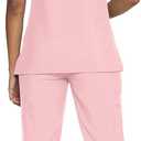 Floralhue Scrubs for Women, Women's Medical Scrub Sets, V-Neck Scrubs Top & Cargo Pants with 12 Pockets (Pink, M)