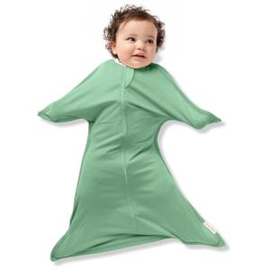 SleepingBaby Zipadee-Zip Transition Swaddle - Cozy Baby Swaddle Blanket with Zipper Convenience - Roomy Wearable Blanket for Easy Diaper Changes - Basil, Small (4-8 Month)