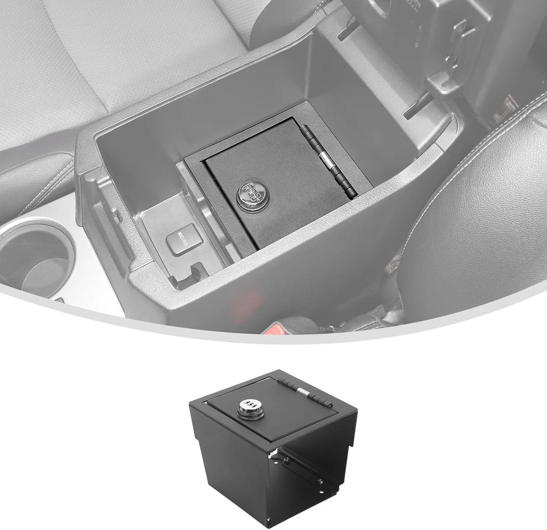 Linskip Console Safe Storage Compatible with 2010-2024 Toyota 4Runner Accessories, for 4Runner Security Console Insert, Console Safe for 4Runner Accessories Combo Lock