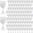Plastic Wine Glasses, Plastic Goblets Vintage Style Cordial Unbreakable Drinking Glasses, Reusable Drinkware for Wedding Reception, Grand Event Party Supplies (100, Transparent)