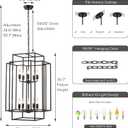 Large Lantern Chandelier for Entryway Foyer, 2-Tier Matte Black Cage Chandelier, 10-Light Hanging Light Fixture for High Ceiling Staircase Living Room