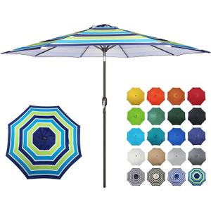 Blissun 10FT Outdoor Patio Umbrella, Outdoor Table Umbrella, Yard Umbrella, Market Umbrella with 8 Sturdy Ribs, Push Button Tilt and Crank