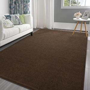 Pettop 4x6 ft Brown Area Rugs for Bedroom Living Room, Washable Memory Foam Indoor Carpet, Modern Aesthetic Minimalist Non Slip Soft Comfy Carpet for Boys Girls Dorm Home Decor