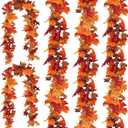 CQURE 5 Pack Fall Leaf Garland, Total 29.5Ft Artificial Fall Vines Autumn Garland Fall Maple Leaves Thanksgiving Decor for Home Wedding Fireplace Christmas (Yellow)