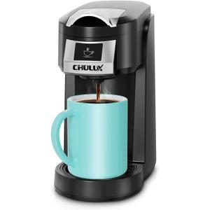 CHULUX Classic Single Serve Coffee Maker for K Cup, One Button Easy Coffee Machine for Office, RV, Travel and Dorm, Black