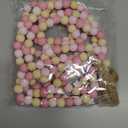 Valentine’s Day Wood Bead Garland Decor, 9.8FT Boho Farmhouse Wooden Beads with Tassels, Neutral Pink Rustic Beaded Garland for Mantel, Tiered Tray, Entryway Shelf(Pink)