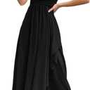 Women's Formal Evening Gown Elegant Long Prom Dress Summer Wedding Guest Party Cocktail Bridesmaid Maxi Dress (#0 Black), XS
