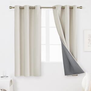 Deconovo Linen 100% Blackout Grommet Curtains for Bedroom and Living Room,Cream,42x63 inches,2 Panels