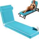 Chaise Lounge Cushions Outdoor 72x21x4 Inch, Patio Lounge Chair Cushions w/High Density Foam, 4 Inch Pool Lounger Cushion w/Removable Cover Handles, Fits Poolside Patio Outdoor Furniture, Lake Blue