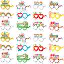 48 Pcs 100th Day of School Paper Glasses Happy 100th Day of School Eyeglasses Gifts Colorful Photo Booth Props for Kindergarten Preschool Reward Supplies Decorations Party Favors