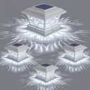 APONUO Solar Post Cap Lights 4 Pack with 1000mAh Battery - for 4x4 5x5 6x6 Fences, Larger Size & Longer Lasting, 2-Mode, IP64 Waterproof, for Deck Patio Yard (White)