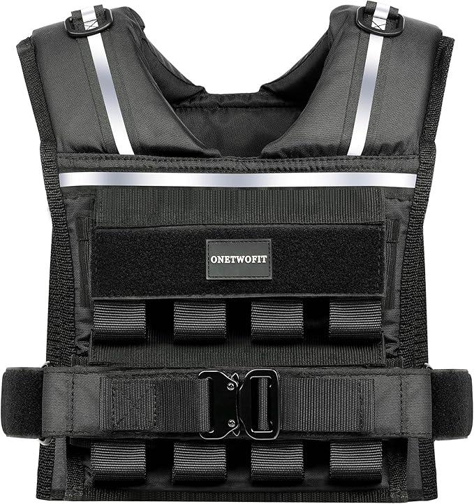 Adjustable Weighted Vest Men 2-35 LBS, Rucking Vests for Walking with Reflective Stripe, 1.2" Ultra Thick Shoulder Padding Strength Training Workout Vest for Running GYM Home, Detachable Iron Weights