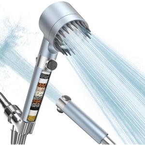 Filtered Shower Head with Handheld, High Pressure 3 Spray Mode Showerhead with 18 Stage Water Softener Filters for Hard Water - Handheld Shower Head-Remove Chlorine-BLUE