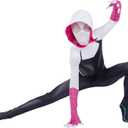 MARVEL Spider-Gwen Official Youth Zentai Halloween Costume - Hooded Spandex Jumpsuit with Printed Design and Pull On Mask (Black, S)
