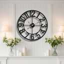 Vantic 24 Inch Large Wall Clock, Arabic Numeral Metal Oversized Wall Clocks for Living Room Decor, Bedroom and Kitchen, Completely Silent, Non Ticking, Battery Operated