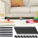 Under Couch Toy Blocker (1.6" H x15.7 L - 8 Pack - Fit Gaps 1.6" to 3.1") with Hook& Loop Secured to Sofa Legs Adjustable Under Sofa Barrier No Glue Stoppers for Kid Pet Toys