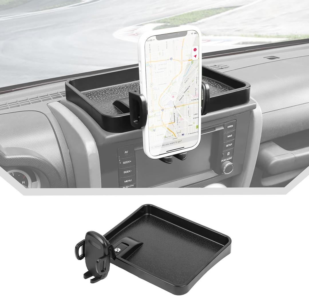 JeCar for JK Phone Holder Mount Center Console Dash Tray Storage Organizer for 2007-2010 Jeep Wrangler JK JKU Black