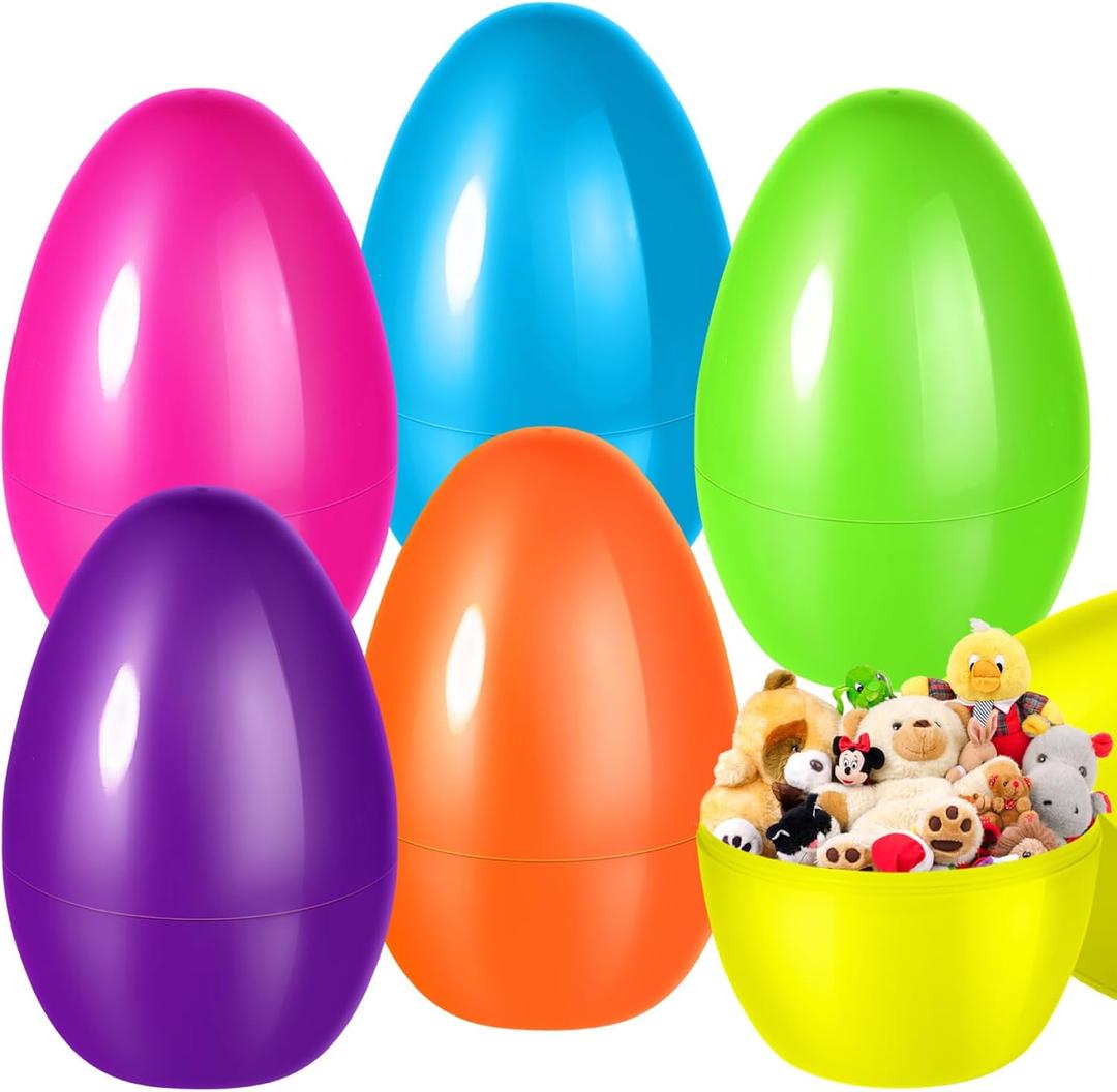 Shemira 12PCS Jumbo Large Easter Eggs, 10" Plastic Eggs for Easter Egg Hunt, Fillable Eggs Bulk, Empty Easter Eggs for Filling Treats, Basket Stuffers Fillers, Easter Party Favor