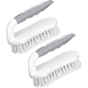 SetSail Scrub Brush, Heavy-Duty Scrub Brushes for Cleaning with Stiff Bristles Cleaning Brush for Shower, Bathroom, Carpet, Kitchen and Bathtub Scrubber - 2 Pack (Grey White)