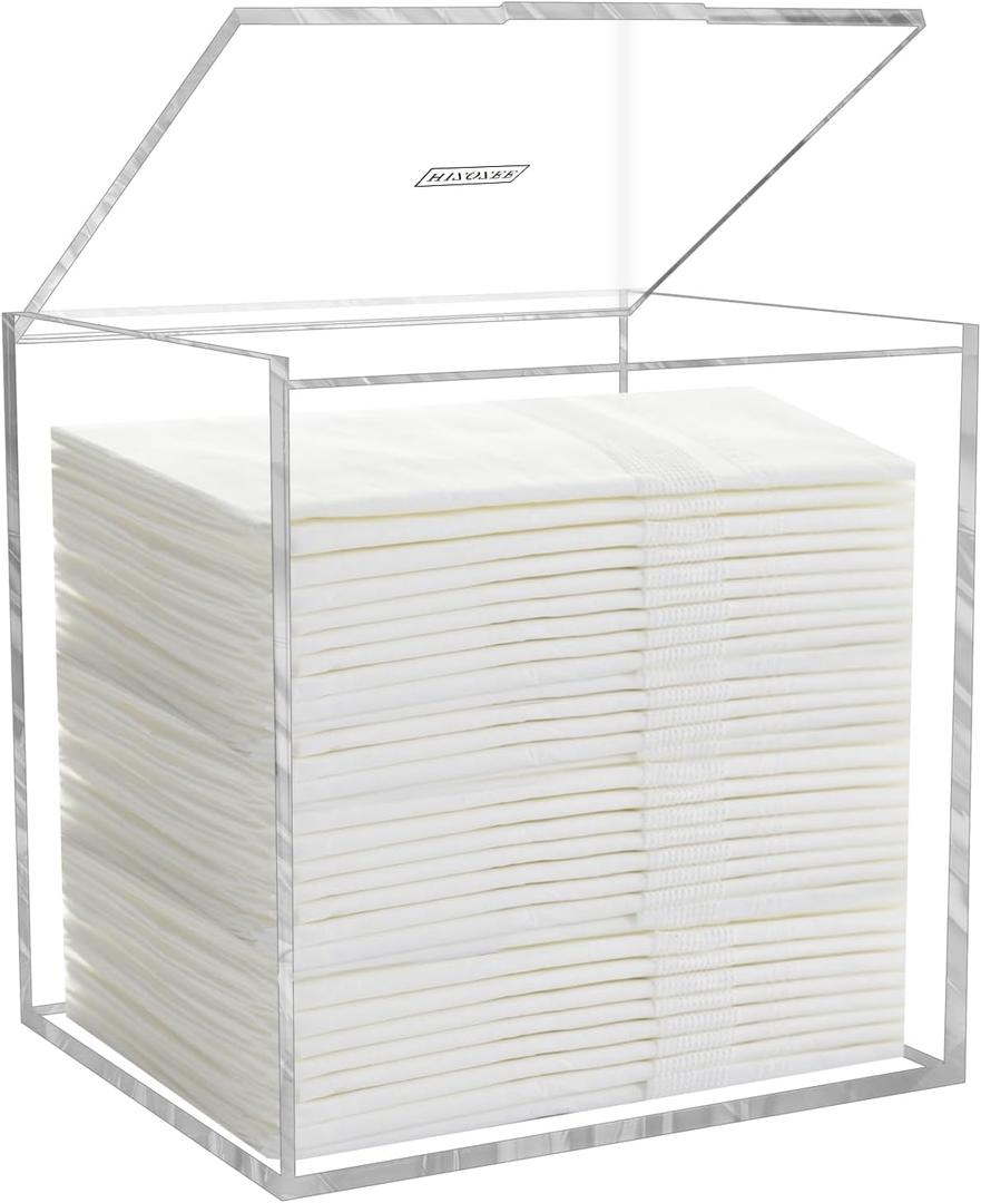 Disposable Facial Towel Storage Box, Acrylic Box for Clean Towels XL (NOT Included), Acrylic Disposable Face Towelette Holder Container (clear)