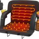 HOPERAN Dual-Sided Heated Stadium Seats for Bleachers with Back Support, 3 Levels Heating Stadium Seating for Bleachers Seat with Backrest, 5 Pockets Portable Stadium Chair for Outdoor (Black)