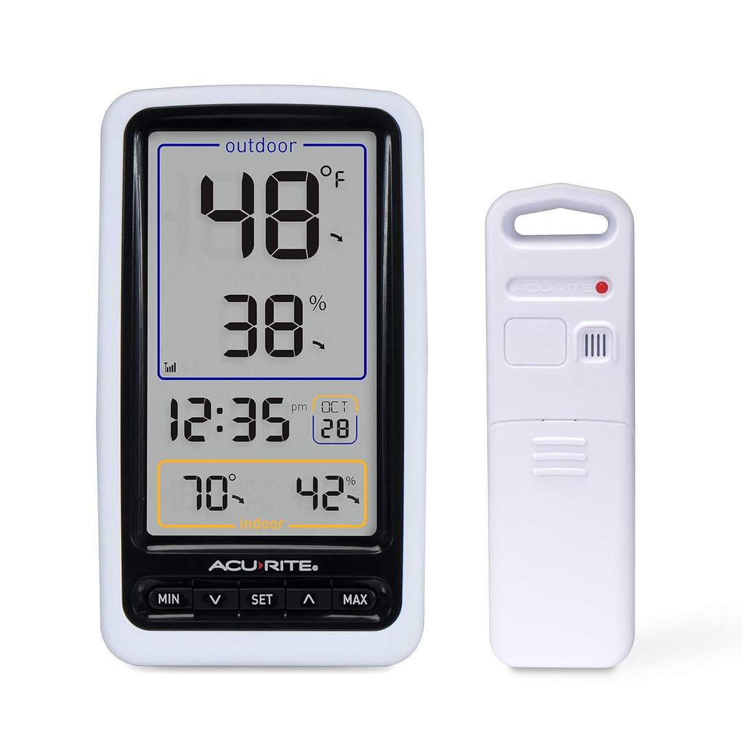 AcuRite 01136M Wireless Thermometer with Indoor/Outdoor Temperature and Humidity, White (Single)