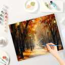 Fall Scenery Paint by Numbers Kit for Adults - DIY Autumn Walkway with Streetlamps and Trees Painting on Canvas, Acrylic Paint Set for Beginners, Art for Home Decoration or Gifts(16X20IN Framed)