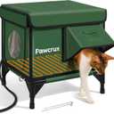 Weatherproof Heated Cat House for Outdoor in Winter, Heated Cat Bed Kitty Shelter with Cat Heating Pad, Insulated & Safe Escape Door, Warm House for Outside Stray Cat (Green, 12"x16"x16")