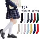 EPEIUS Toddler Girl Knee High Socks Seamless Cotton School Uniform Socks Baby Boy Long Sock 3-5 Years White 5 Pack (White, S)