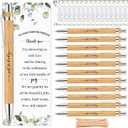 Yeaqee 50 Sets Greenery Baby Shower Pen Gifts for Guest Greenery Woodland Baby Shower Favors Retractable Pens Bamboo Pens Gender Reveal Greeting Cards Souvenirs Prizes