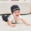 TUEMOS Newborn Infant Baby Boy Clothes Letter Print Romper Pants Set Hat 3PC Outfits Set (Preemie, White02)