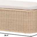 Bali & pari Barid Braided Natural Rattan Storage Bench with Cushioned Lift-Top Lid – Coastal Boho Style Chest for Bedroom, Entryway, or Living Room Organization, Natural, 39" Oval, 39-inch Wide, Seat Height of 19"