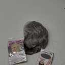 SEVENCOLORS Short Grey Wigs for White Women Pixie Cut Gray Wigs with Bangs Natural Curly Synthetic Hair Short Mixed White Wig for Older Women
