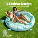 SLOOSH Inflatable Tanning Pool Lounger Float, 72" x 56" Pool Floats Adult with Pillow, 4 in 1 Round Suntan Tub Raft Floatie,Sunbathing Bed Lounge for Water Blow Up Ball Pit Party Gifts, Cyan