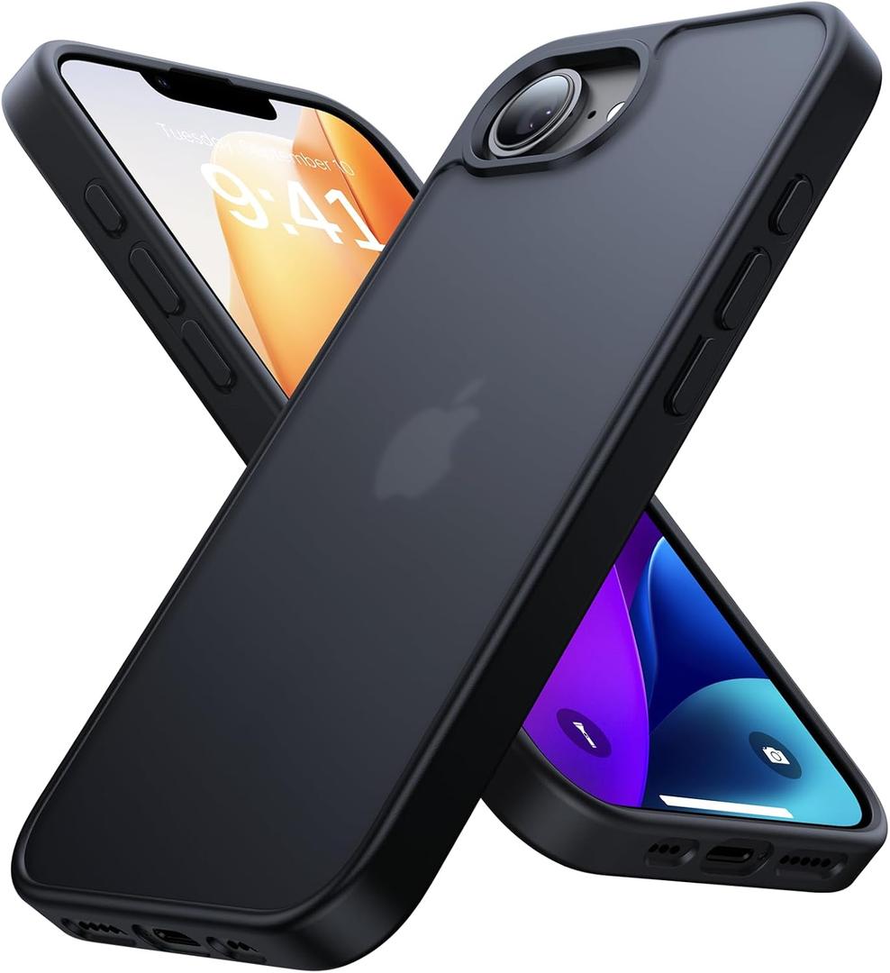 iPhone 16e Case [16FT Military Grade Drop Protection] Anti-Slip, Anti-Scratch, Slim Frosted Matte Translucent Cover 16e Phone Case for iPhone 16 e case 6.1", Frosted Black