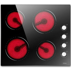24 Inch Electric Cooktop Hobsir 4 Burners Built-in Radiant Electric Stove, 9 Heating Level, Residual Heat Indicator, Over-Temperature Protection, 220V-240V Hard Wire (No Plug), Knob 4-Zones 24inch 220v