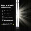 Cream Linen Blackout Curtains 84 Length 2 Panels Set for Living Room Bedroom, 100% Black Out Thermal Insulated Linen Drapes, Room Darkening Grommet Curtains 84 Inches Long Natural Beige