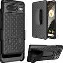 Google Pixel 8 Case Holster, Google Pixel 8 Cover, Swivel Belt Clip Kickstand Holder, Slim Rugged Full Body Armor Shell Protective Pouch Cover for Google Pixel 8 2023 Release, Black