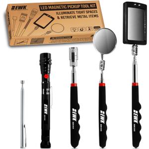 EWK 5 Pcs Set LED Magnetic Pick Up Tool with Led Light & Extendable Magnetic Flashlight Pick-Up Tool Kit