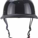 Half Motorcycle Helmet Halfs Shell Helmet German Style Motorcycles Helmets (Black) L