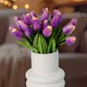 20pcs Tulip Bouquet Lamp Artificial Flower Night Light Real Touch Tulip Night Lamp LED Flower Light Home Kitchen Decor(Purple)