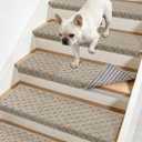 JSEI Bullnose Carpet Stair Treads, 14 Pcs Non Slip Stair Treads for Wooden Steps Indoor with TPE Backing, 11" x 30" Machine Washable Stair Runners with Edge Protection for Kids, Elders and Pets, Beige
