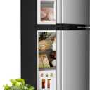 Antarctic Star Compact Refrigerator with Freezer,2 Door Mini Fridge,Adjustable Shelf,Adjustable Thermostat,for Bedroom,Office,Dorm,Kitchen,3.2 Cu.Ft.Silver