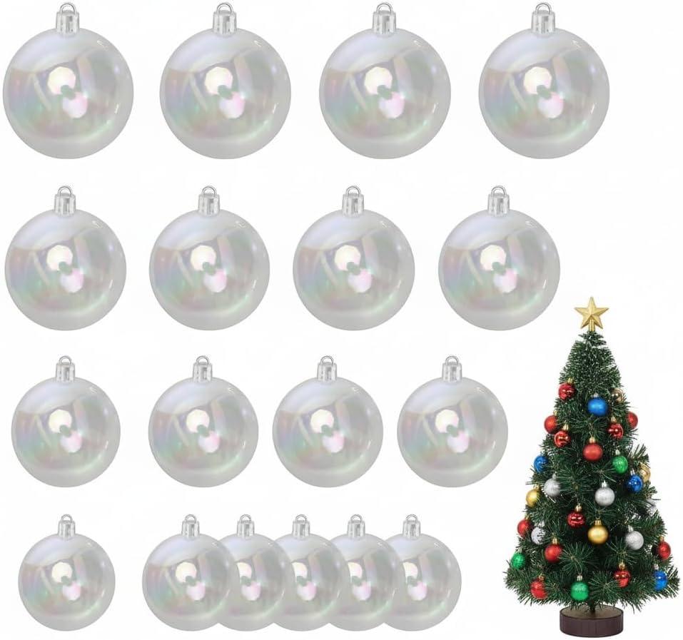 Clear Plastic Christmas Ball Ornaments Iridescent Christmas Tree Decorations Mini Clear Classic Christmas Balls Hanging Ornaments for Halloween DIY Bubbling Cauldron Pot Holiday Party (18)