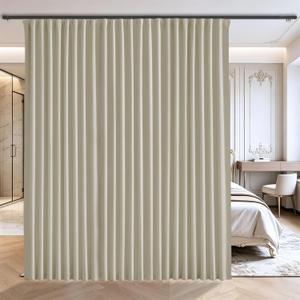Floor to Ceiling Curtains for Wall Ceiling Mount Track - Blackout Hanging Room Divider Curtains for Ceiling Track System or Rod with Hooks - Room partition Extra Wide Curtain, 1 Panel