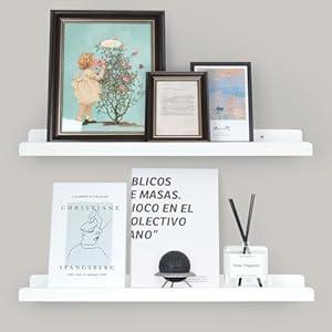 Picture Ledge Shelf with Lip, Black Floating Shelves for Wall Set of 2, 24 inch Wall Floating Shelves for Bedroom Living Room Bathroom Kitchen