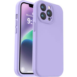 Vooii Compatible with iPhone 13 Pro Case, Liquid Silicone Upgrade [Camera Protection] [Soft Anti-Scratch Microfiber Lining] Shockproof Phone Case for iPhone 13 Pro 6.1 inch - Light Purple